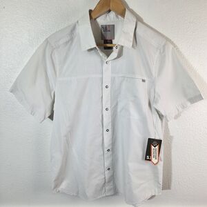 5.11 Tactical Shirt Men Small White Snap Front Short Sleeve Moisture Wicking NWT